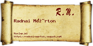 Radnai Márton névjegykártya